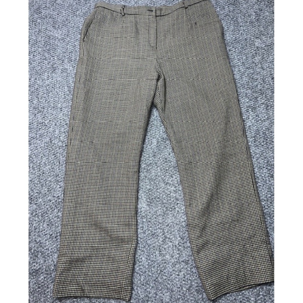Pendleton Women's Brown Houndstooth Wool Tweed Regular Fit Dress Pants Size 36